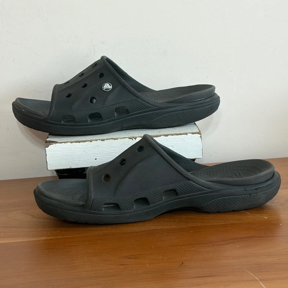 Crocs Baya II Slide Sandals Black Mens 10 Womens 12 Athletic Slip On Shoes